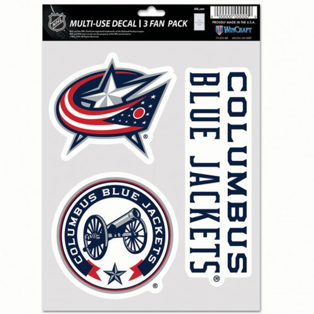 Calcomanía multiusos para fanáticos de Columbus Blue Jackets, paquete de 3