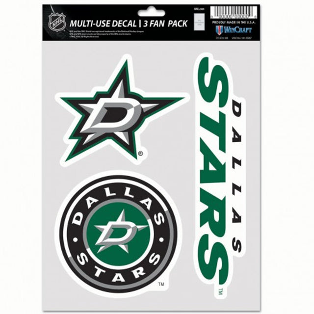 Paquete de 3 calcomanías multiusos para fanáticos de los Dallas Stars