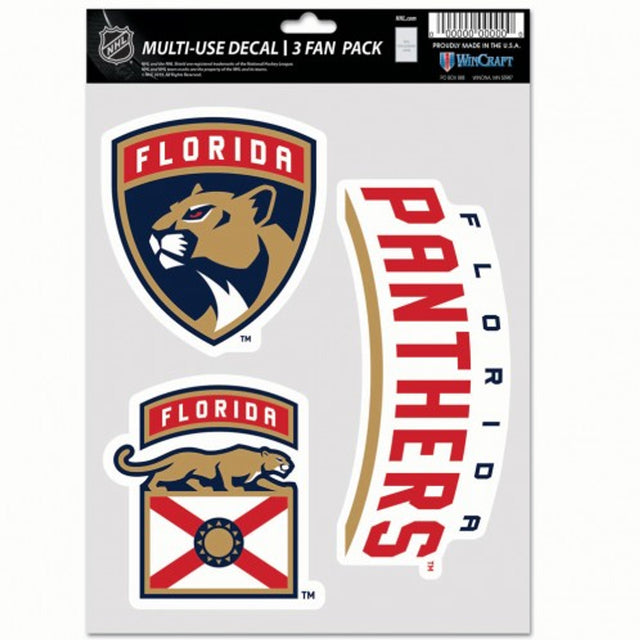 Paquete de 3 calcomanías multiusos para fanáticos de Florida Panthers