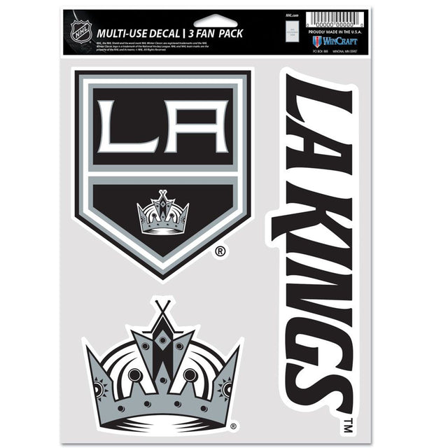 Paquete de 3 calcomanías multiusos para fanáticos de Los Angeles Kings