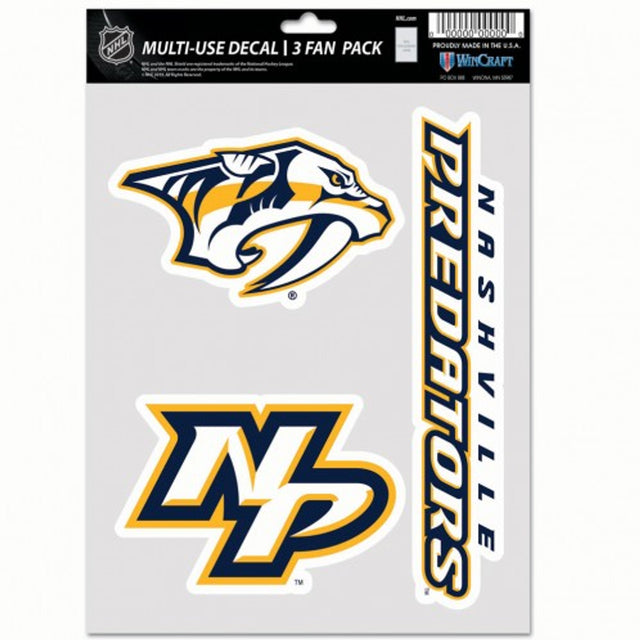 Paquete de 3 calcomanías multiusos para fanáticos de Nashville Predators