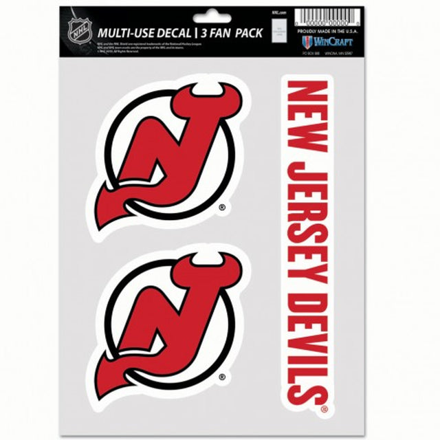 Paquete de 3 calcomanías multiusos para fanáticos de los New Jersey Devils