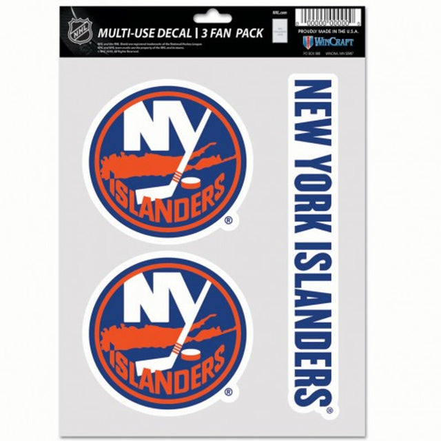 Paquete de 3 calcomanías multiusos para fanáticos de los New York Islanders