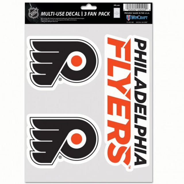 Paquete de 3 calcomanías multiusos para fanáticos de los Philadelphia Flyers