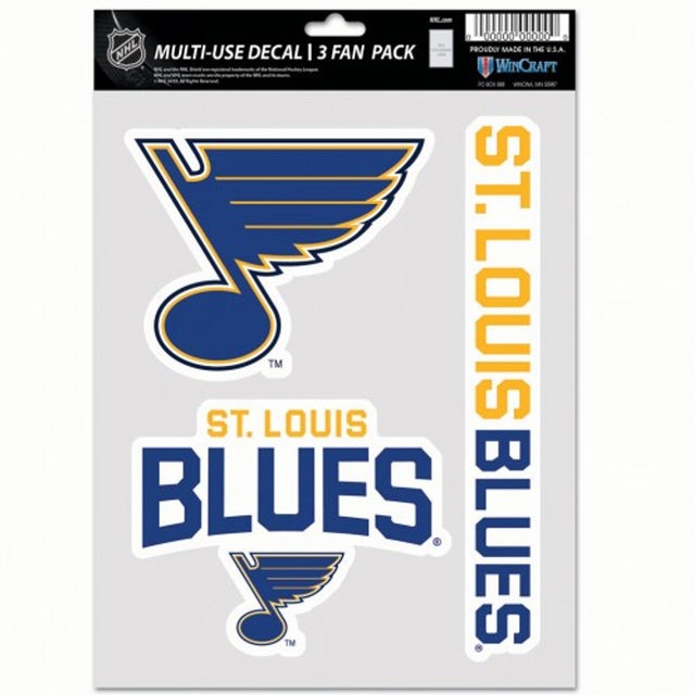 Paquete de 3 calcomanías multiusos para fanáticos de St. Louis Blues