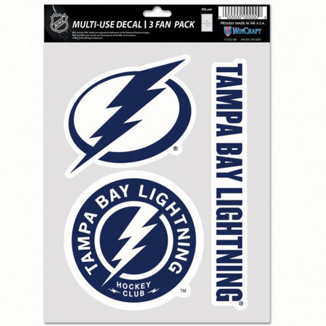 Paquete de 3 calcomanías multiusos para fanáticos del Tampa Bay Lightning