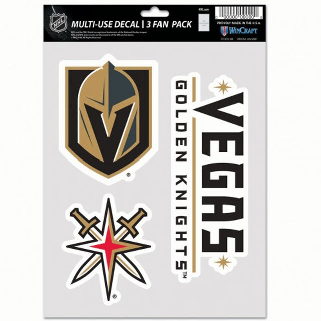 Paquete de 3 calcomanías multiusos para fanáticos de Vegas Golden Knights