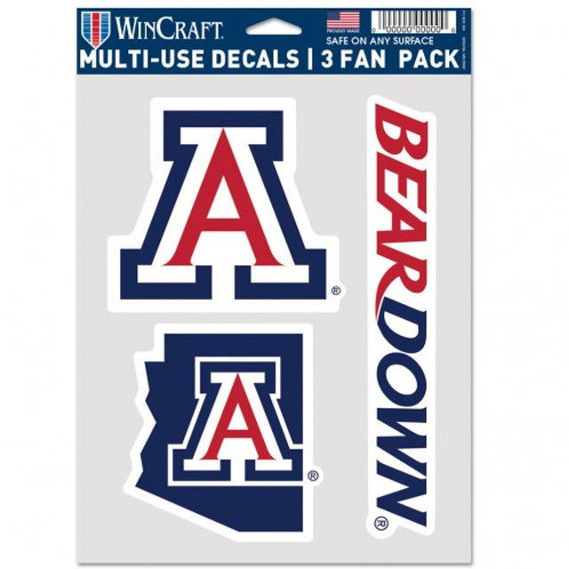 Paquete de 3 calcomanías multiusos para fanáticos de Arizona Wildcats