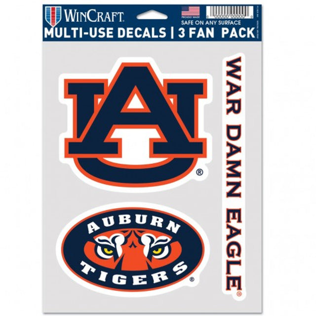 Paquete de 3 calcomanías multiusos para fanáticos de Auburn Tigers