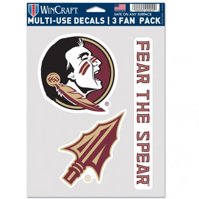 Paquete de 3 calcomanías multiusos para fanáticos de los Florida State Seminoles