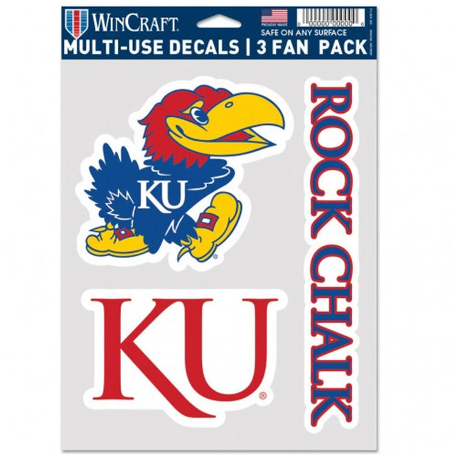 Paquete de 3 calcomanías multiusos para fanáticos de los Kansas Jayhawks