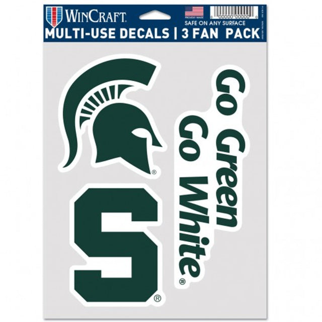 Paquete de 3 calcomanías multiusos para fanáticos de los Spartans de Michigan State