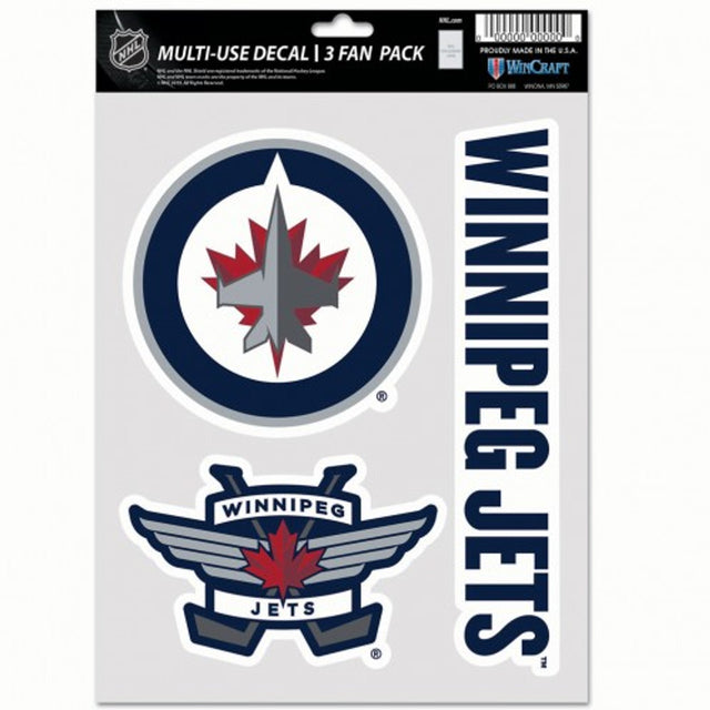 Calcomanías multiusos para fanáticos de Winnipeg Jets, paquete de 3