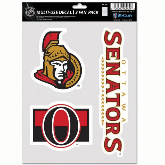 Calcomanía multiusos para fanáticos de Ottawa Senators, paquete de 3