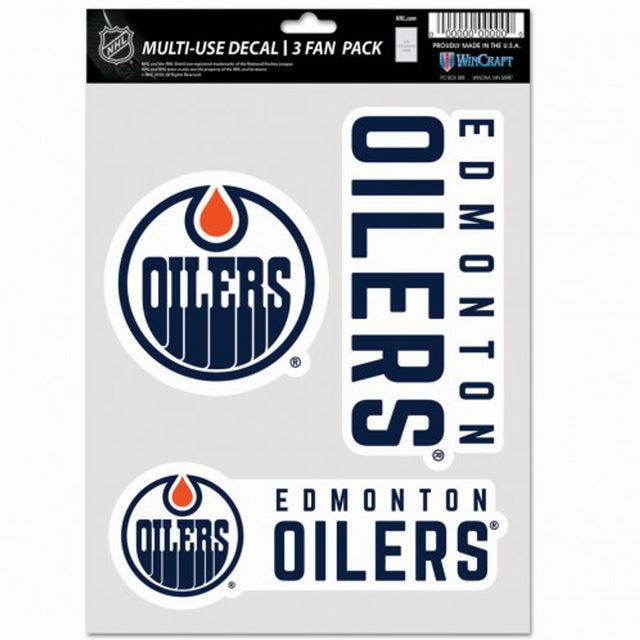 Paquete de 3 calcomanías multiusos para fanáticos de los Edmonton Oilers