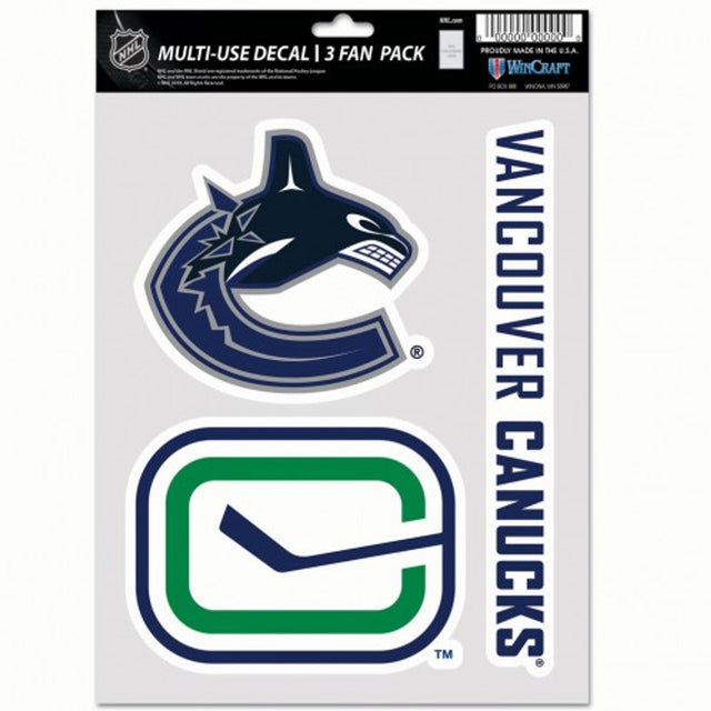 Calcomanías multiusos para fanáticos de Vancouver Canucks, paquete de 3