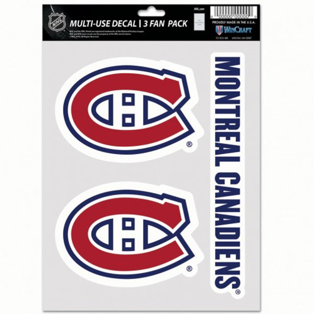 Calcomanía multiusos para fanáticos de los Montreal Canadiens, paquete de 3