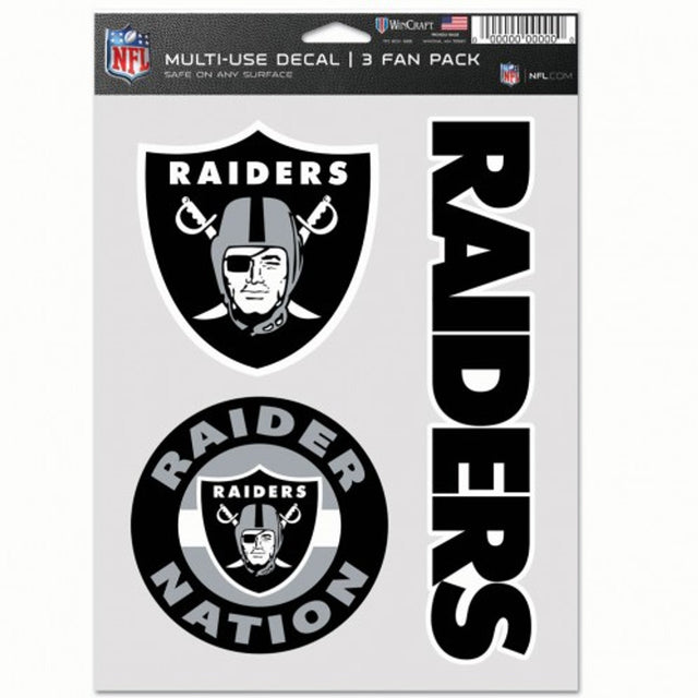 Paquete de 3 calcomanías multiusos para fanáticos de Los Vegas Raiders