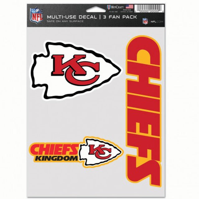 Paquete de 3 calcomanías multiusos para fanáticos de los Kansas City Chiefs