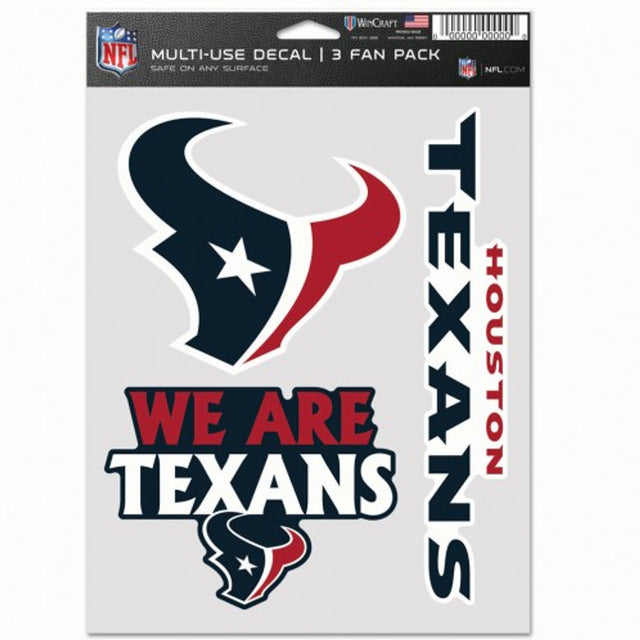 Paquete de 3 calcomanías multiusos para fanáticos de los Houston Texans