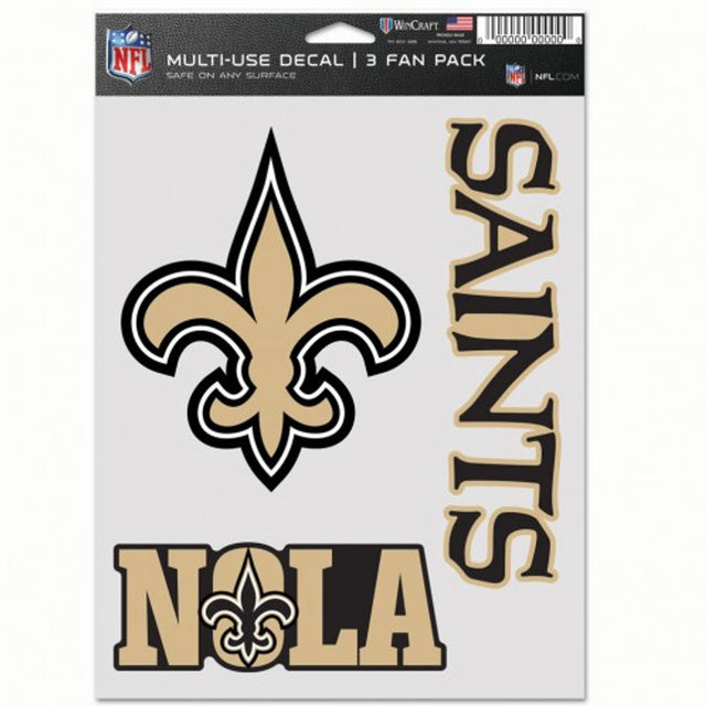 Paquete de 3 calcomanías multiusos para fanáticos de los New Orleans Saints