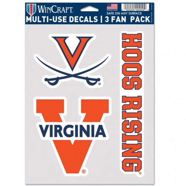 Paquete de 3 calcomanías multiusos para fanáticos de Virginia Cavaliers