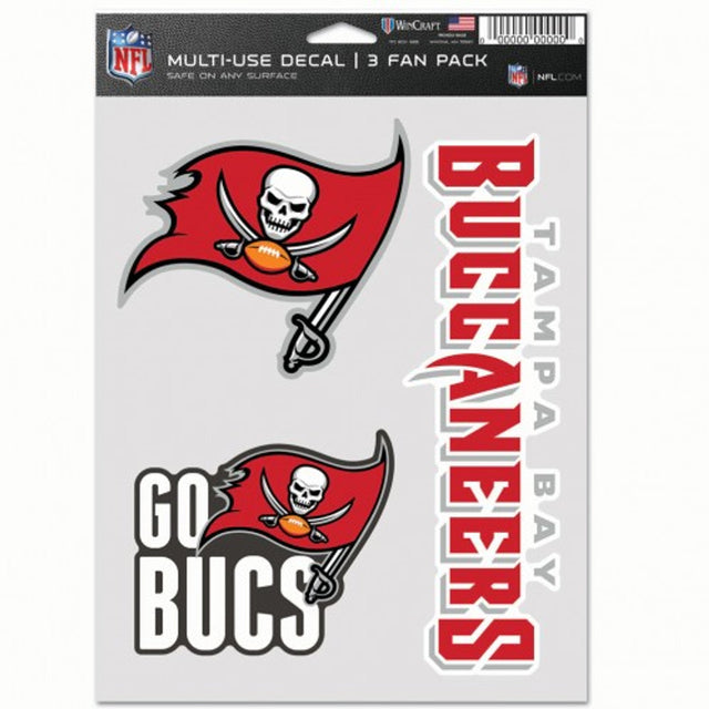 Paquete de 3 calcomanías multiusos para fanáticos de los Tampa Bay Buccaneers