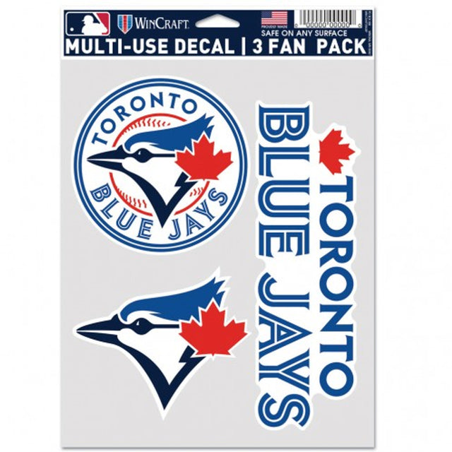 Paquete de 3 calcomanías multiusos para fanáticos de Toronto Blue Jays