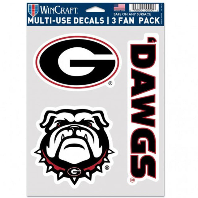 Paquete de 3 calcomanías multiusos para fanáticos de Georgia Bulldogs