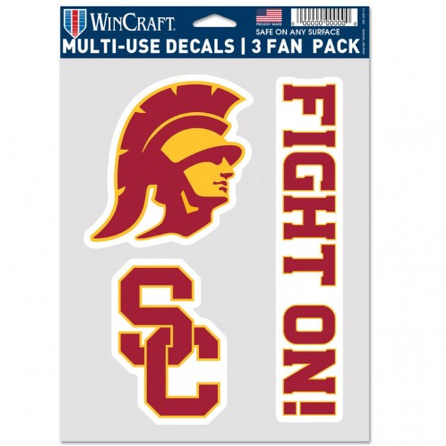 Paquete de 3 calcomanías multiusos para fanáticos de los USC Trojans