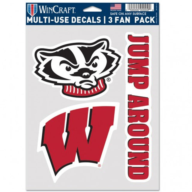 Paquete de 3 calcomanías multiusos para fanáticos de Wisconsin Badgers