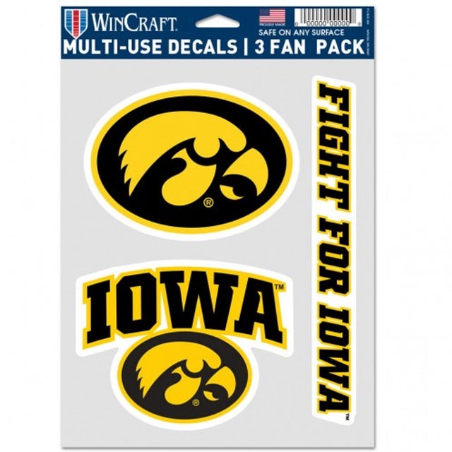 Paquete de 3 calcomanías multiusos para fanáticos de Iowa Hawkeyes