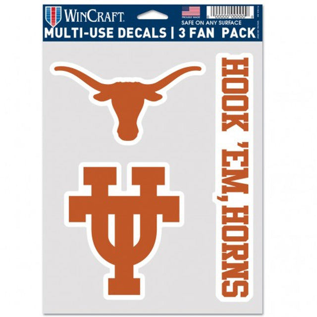 Paquete de 3 calcomanías multiusos para fanáticos de Texas Longhorns