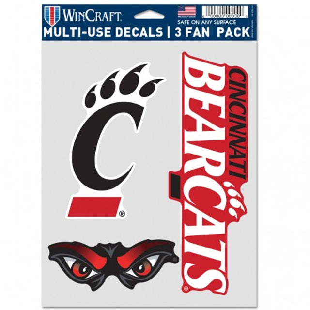 Paquete de 3 calcomanías multiusos para fanáticos de Cincinnati Bearcats