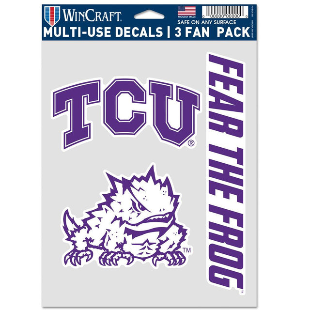 Calcomanía multiusos TCU Horned Frogs para ventiladores, paquete de 3