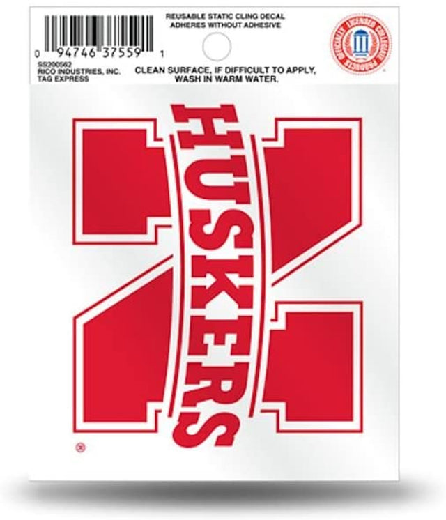 Adhesivo estático de Nebraska Cornhuskers, tamaño pequeño (logotipo en cursiva) CO