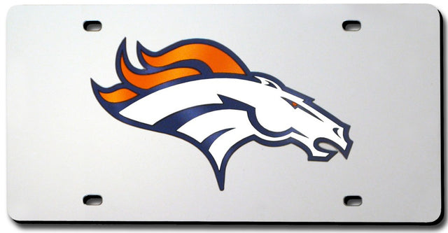 Matrícula de los Denver Broncos cortada con láser en color plata