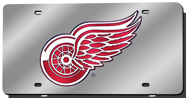 Matrícula de los Detroit Red Wings cortada con láser en color plata