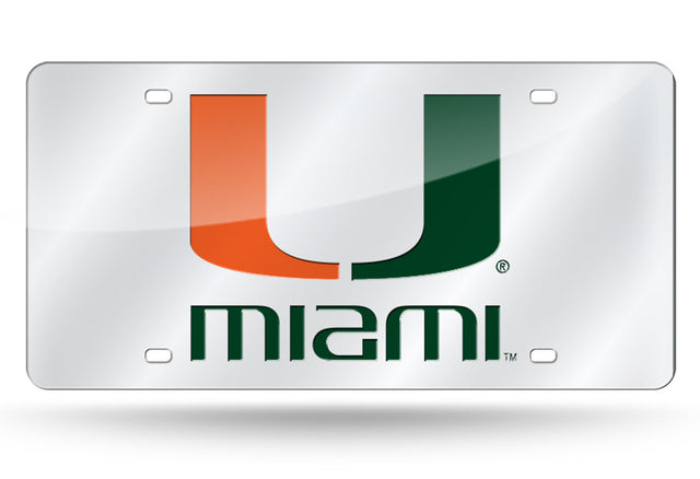 Matrícula de los Miami Hurricanes cortada con láser en color plata