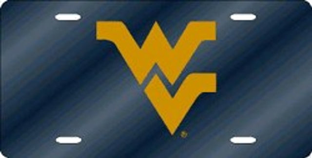 Matrícula de los Mountaineers de West Virginia cortada con láser en color azul