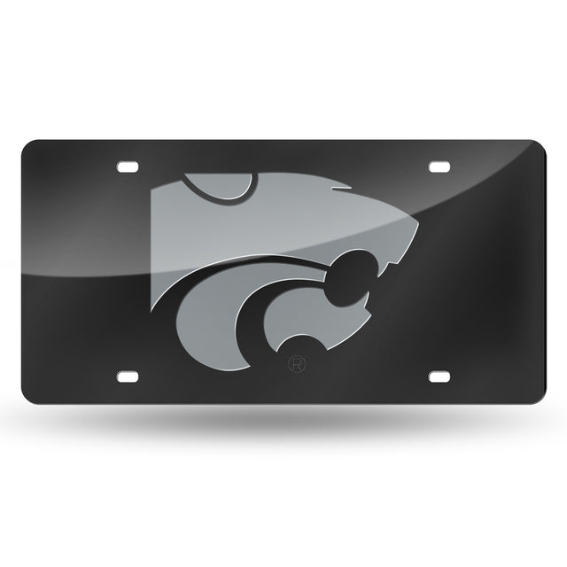 Matrícula de Kansas State Wildcats cortada con láser en negro y plata