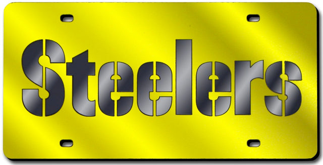 Matrícula de los Pittsburgh Steelers cortada con láser en color amarillo