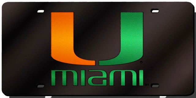 Matrícula de los Miami Hurricanes cortada con láser en color negro