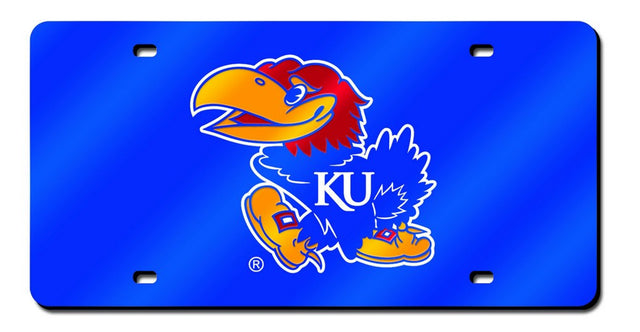 Matrícula de los Kansas Jayhawks cortada con láser en color azul marino