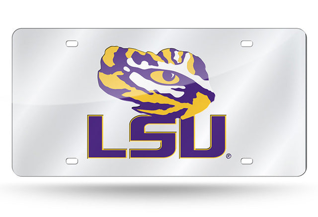 Matrícula de LSU Tigers cortada con láser en color plata