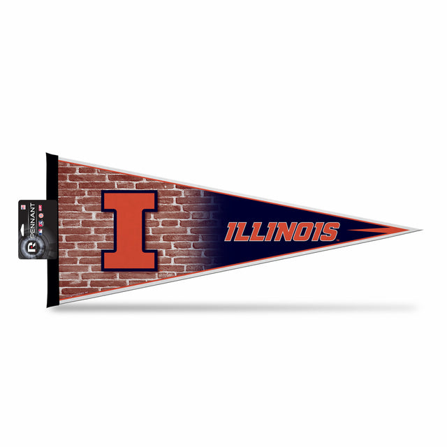 Banderín de Illinois Fighting Illini de 12 x 30 en cartulina de Rico