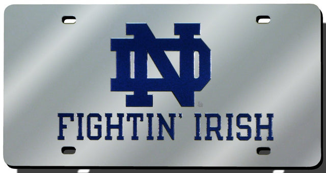 Matrícula de Notre Dame Fighting Irish cortada con láser en plata