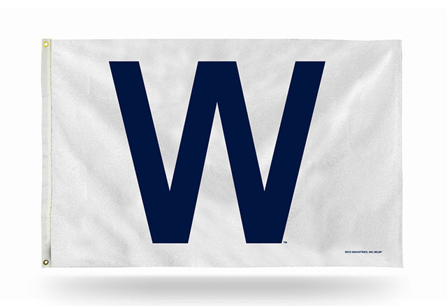 Bandera de los Chicago Cubs de 3 x 5 con el logotipo en blanco