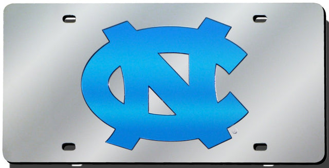 Matrícula de los Tar Heels de Carolina del Norte cortada con láser en color plateado