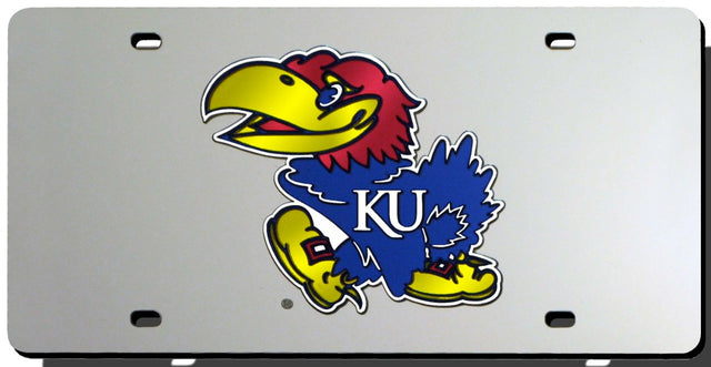 Matrícula de los Kansas Jayhawks cortada con láser en color plata